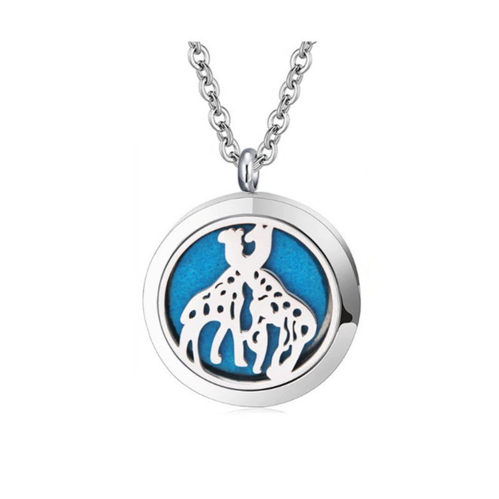 Aromatherapy Essential Oil Diffuser Necklace Giraffe Stainless Steel